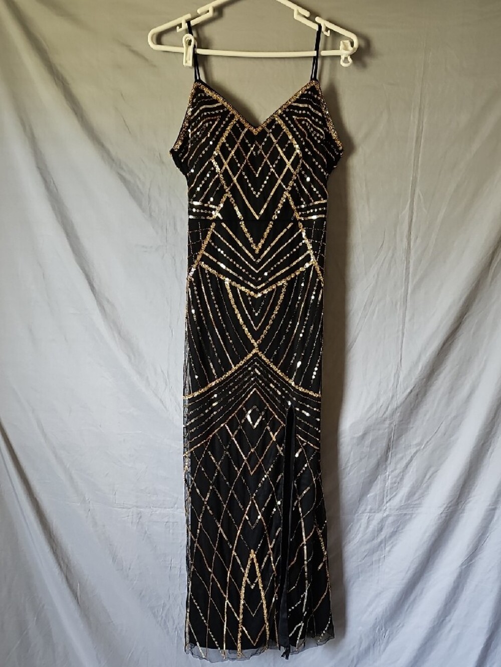 Gold-Embellished Black Evening Gown - image 6